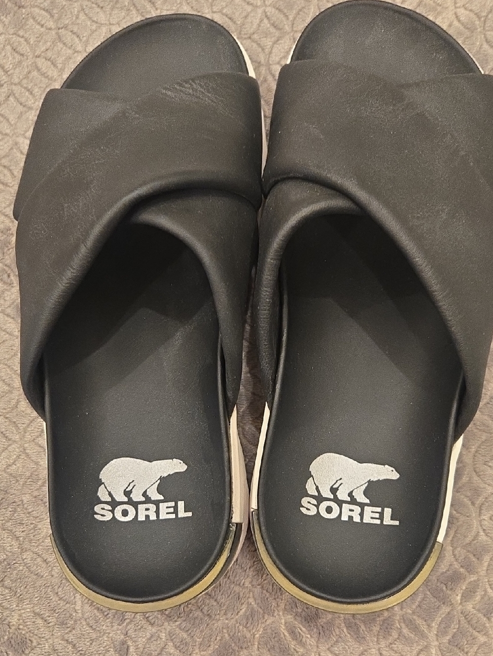 Women's Sorel Black Vibe Crisscross Platform Slide Sandals NEW Size 7.5 - Picture 2 of 4